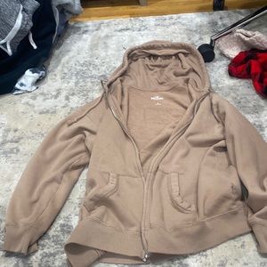 hollister brown jacket zip up